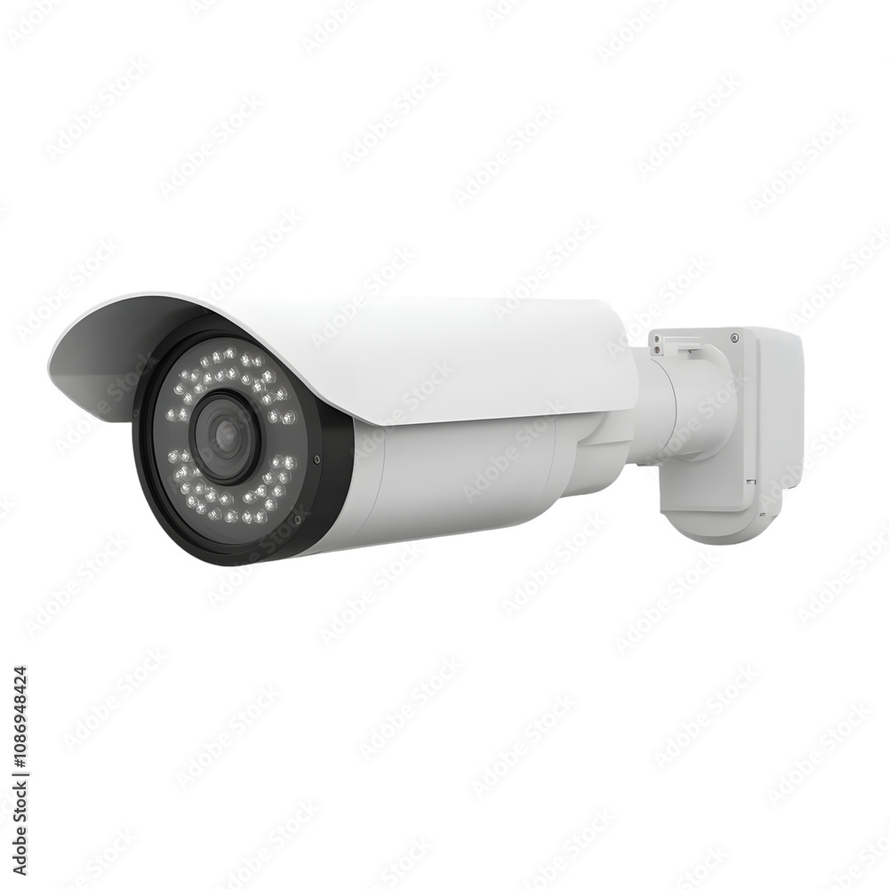 Modern Solar-Powered Security Camera Isolated on White Background Modern Solar-Powered Security Camera Isolated on White Background