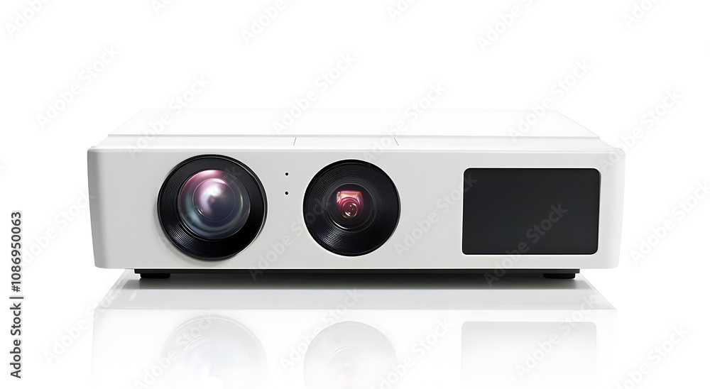 Fototapeta premium Front view of a white projector isolated