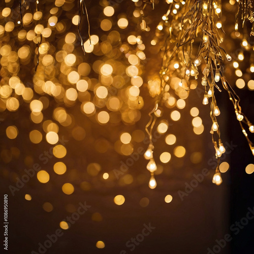 a string of lights that are hanging from a ceiling.