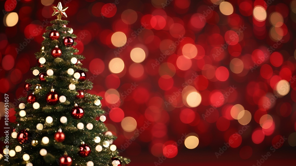 Festive Christmas tree with blurred background lights. Festive Christmas tree with blurred background lights.