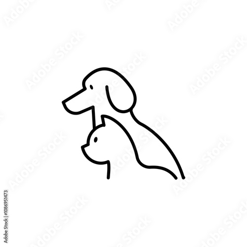 Adobe IlluOutline icon of a dog and cat together, perfect for pet care, animal lovers, and veterinary themes.strator Artwork photo