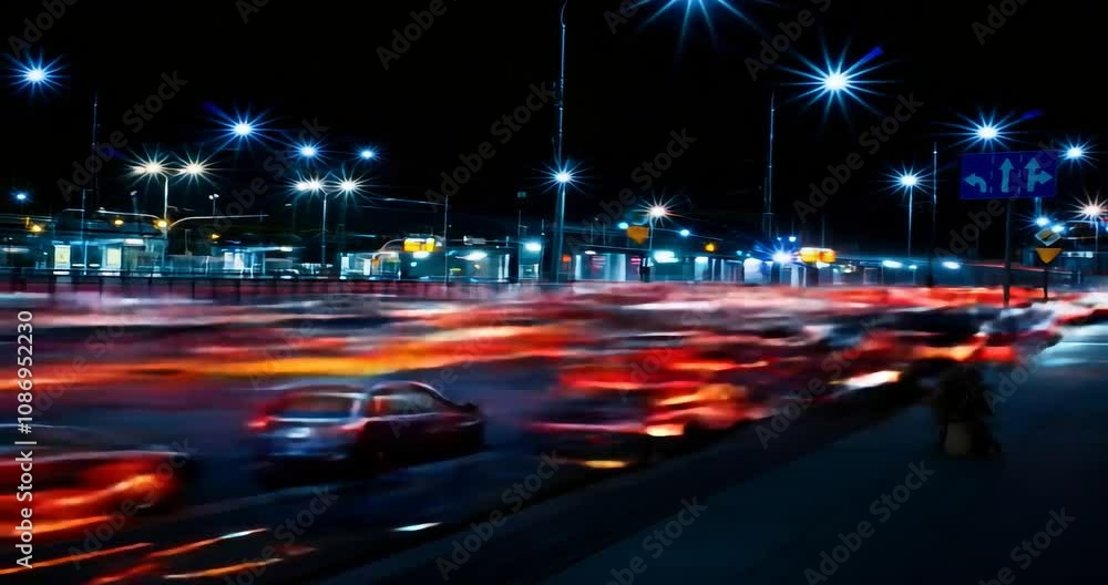 Night View of Urban Traffic and City Lights Night View of Urban Traffic and City Lights