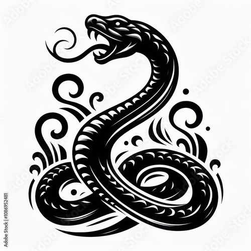 snake black set silhouette illustration Isolated on white background