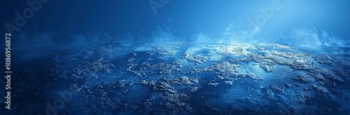 Blue Sea Sky Gradient Background with Bright Light and Glow