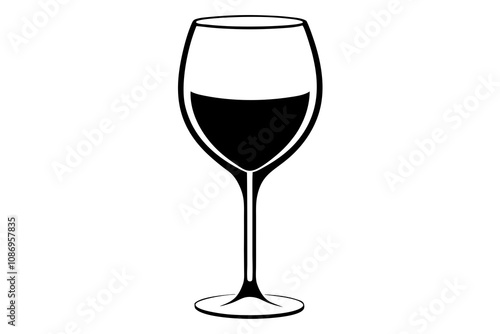 Single-Line Wine Glass Silhouette - Minimalist Beverage Vector Design