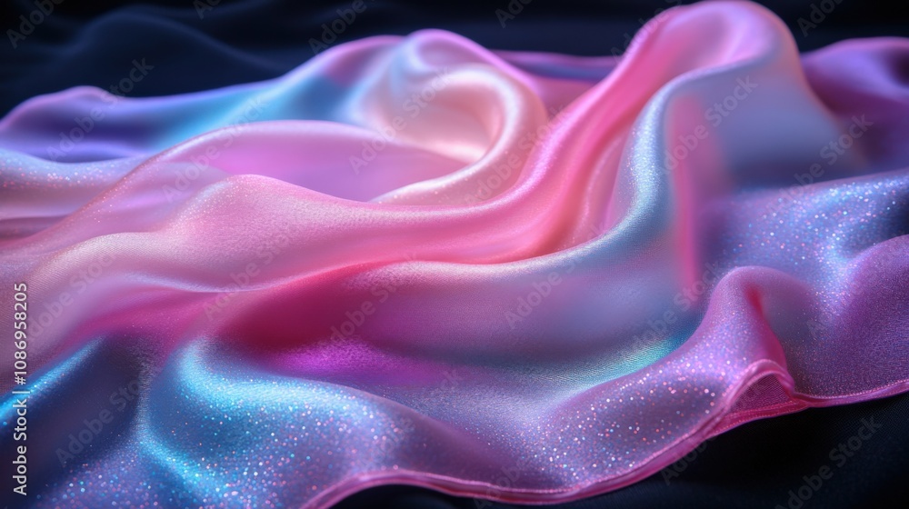 Obraz premium Elegant Silk Fabric with Iridescent Pink and Blue Hues