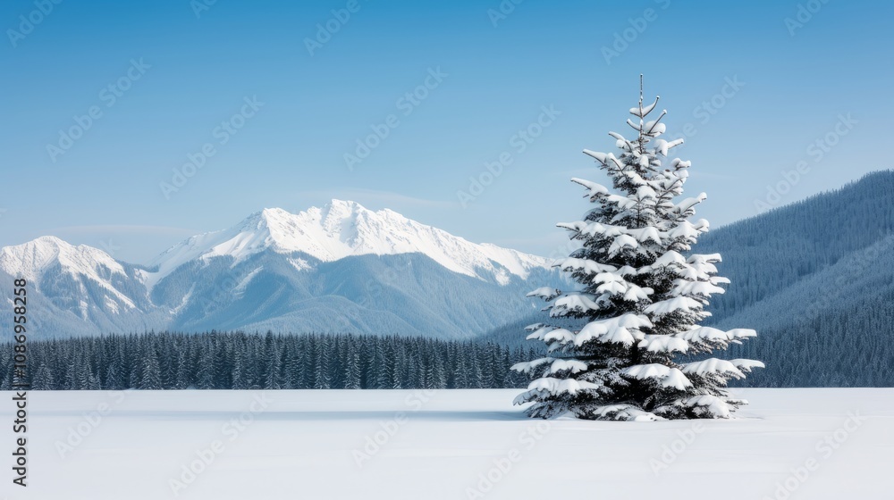 Snowy tree in a winter wonderland. Snowy tree in a winter wonderland.