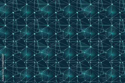 A striking network of intersecting turquoise lines on a dark background, symbolizing a digital data connection or network