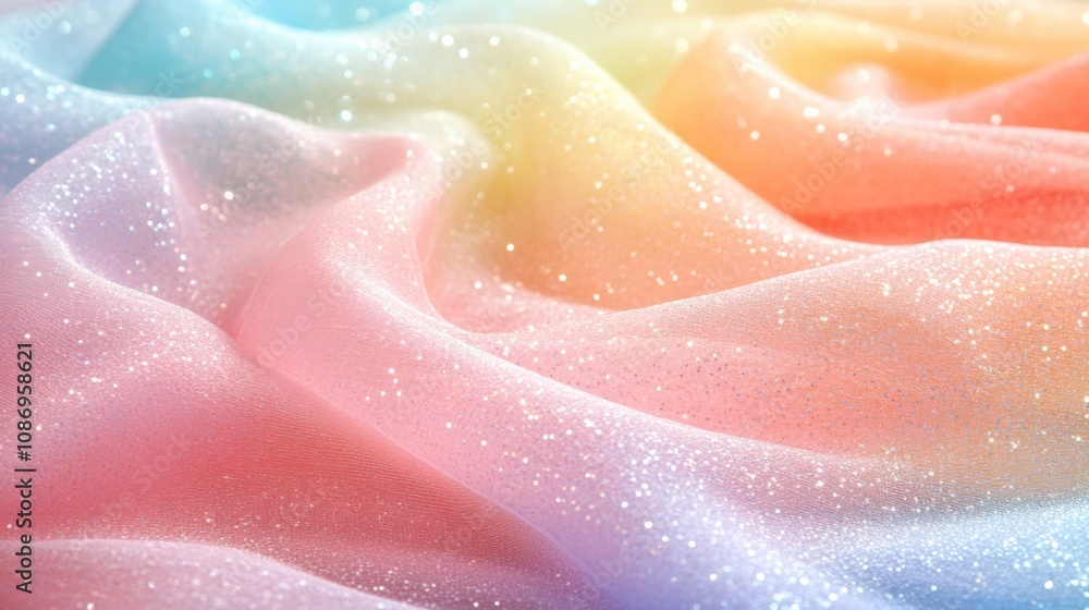 Elegant Soft Fabric with Shimmering Pastel Colors and Glitter Elegant Soft Fabric with Shimmering Pastel Colors and Glitter