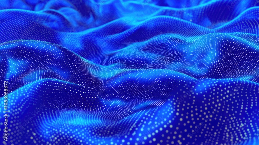 Dynamic Digital Data Wave: Abstract Flow of Moving Dots in a Modern Blue Background Dynamic Digital Data Wave: Abstract Flow of Moving Dots in a Modern Blue Background