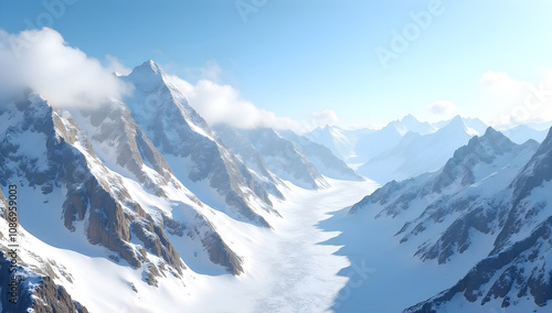 Wallpaper Mural Untouched Splendor: Aerial View of Snowy Ranges Torontodigital.ca