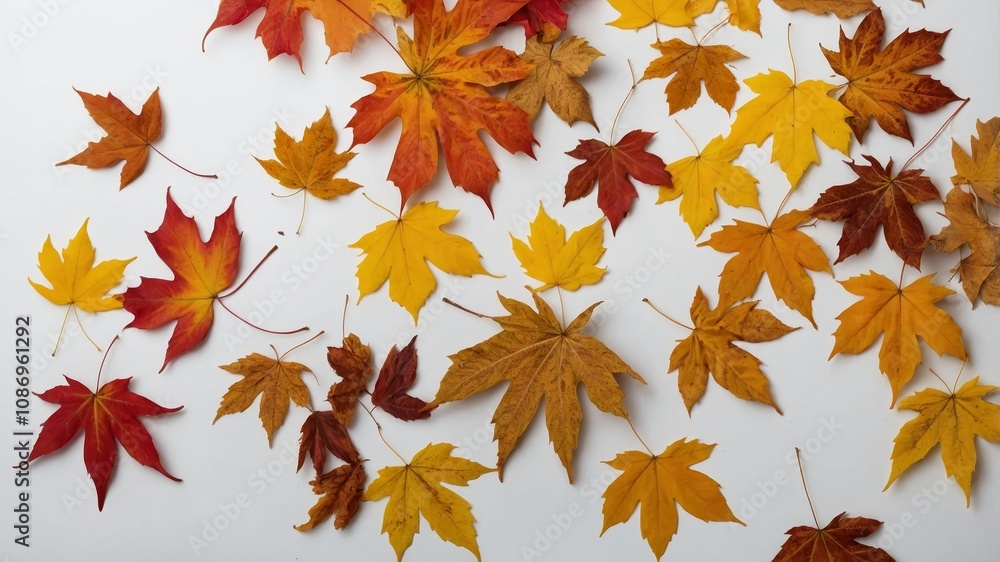 Colorful autumn maple leaves on white background Colorful autumn maple leaves on white background