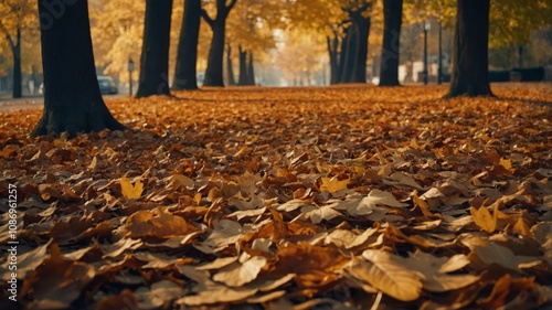 Wallpaper Mural Colorful autumn leaves cascading to the ground Torontodigital.ca