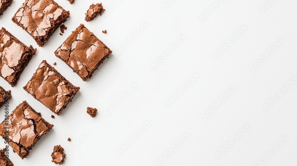 Baking chocolate brownies kitchen food photography bright environment overhead view indulgent treats