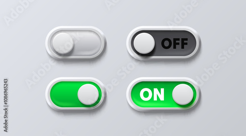 On off switch button ui isolated white background. Vector