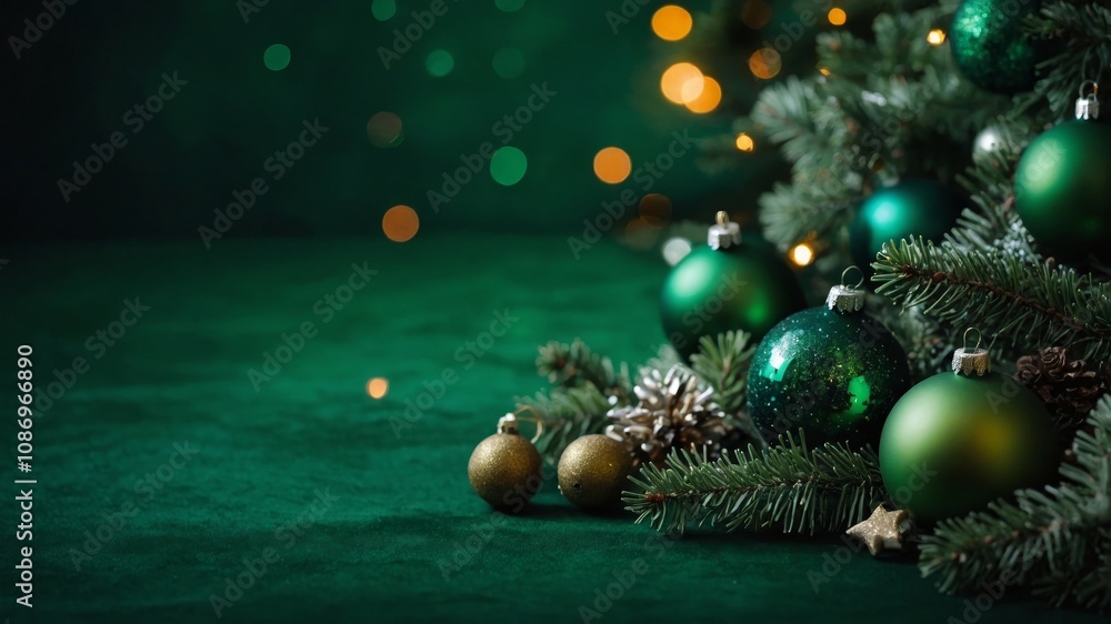 Green christmas background with festive holiday elements Green christmas background with festive holiday elements