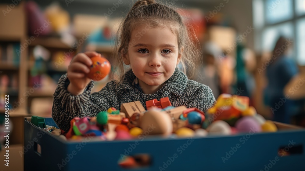 Joyful Child Engaged in Creative Play Surrounded by Colorful Toys in a Bright Classroom Setting, Promoting Learning and Imagination in Young Minds Joyful Child Engaged in Creative Play Surrounded by Colorful Toys in a Bright Classroom Setting, Promoting Learning and Imagination in Young Minds
