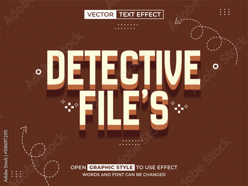 detective file editable text, font effect, 3d text for title