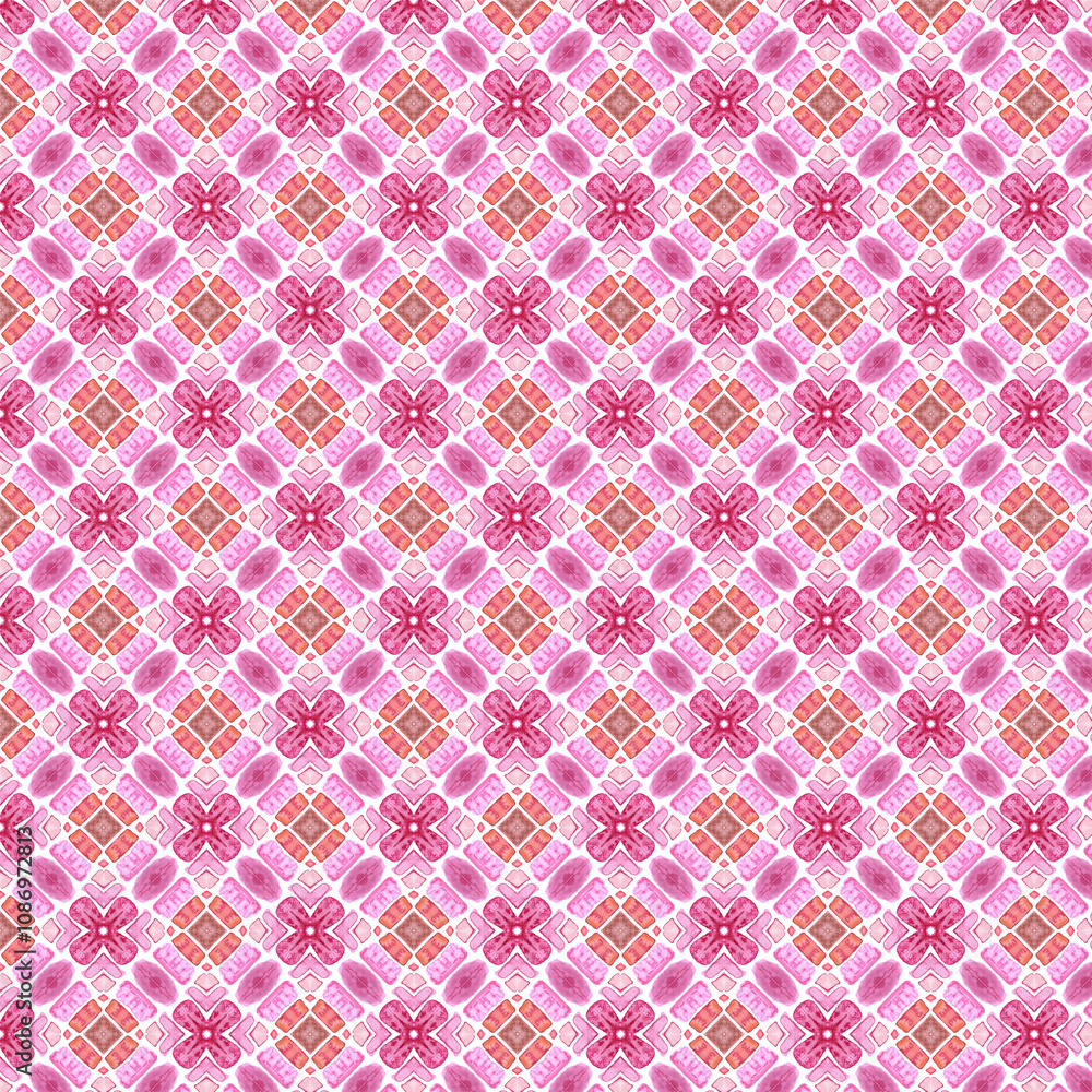 Fototapeta premium Abstract Pink Seamless Watercolour Floral Pattern