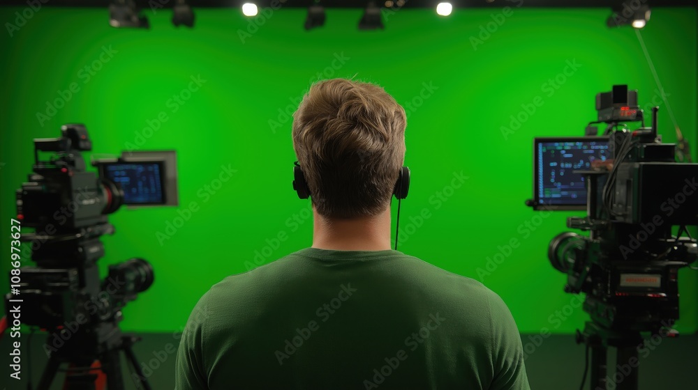 Behind the scenes of video production set crew filming commercial in professional studio Behind the scenes of video production set crew filming commercial in professional studio
