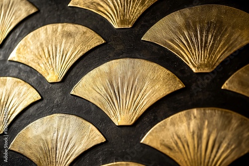 Elegant Gold Fan Pattern on Black Background