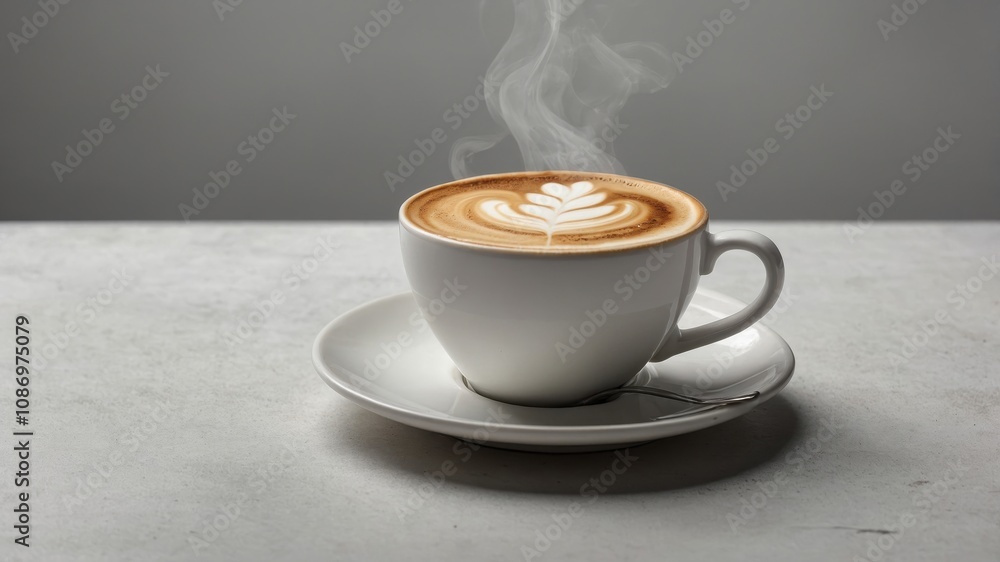 Top view of latte in white cup isolated Top view of latte in white cup isolated