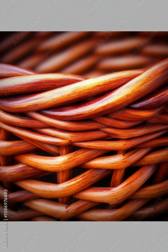 Close-up Detail, Intricately Woven Rattan Texture in Warm, Natural Light, Rustic Background. Close-up Detail, Intricately Woven Rattan Texture in Warm, Natural Light, Rustic Background.