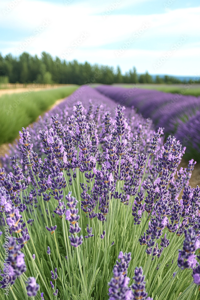 Naklejka premium Lavender Field Blooms in Purple Glory