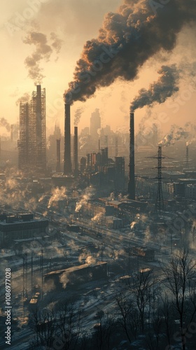 Wallpaper Mural An industrial cityscape shrouded in smoke and smog at dusk Torontodigital.ca