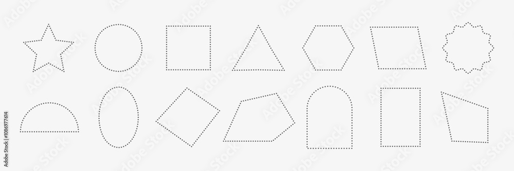 Basic 2d dotted shape set. Vector illustration Basic 2d dotted shape set. Vector illustration