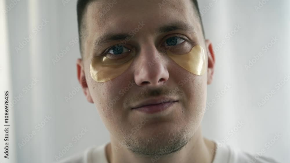A man takes care of his skin. Eye patches for care, hygiene or well-being. A man takes care of the health of his skin.
Guy's drooping eyelids A man takes care of his skin. Eye patches for care, hygiene or well-being. A man takes care of the health of his skin.
Guy's drooping eyelids