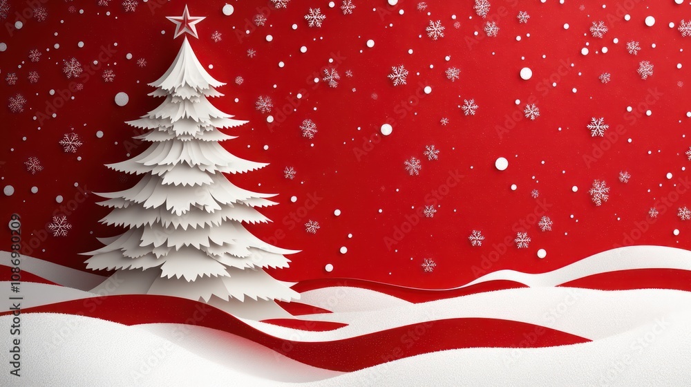 christmas tree paper cutting banner with copy space christmas tree paper cutting banner with copy space