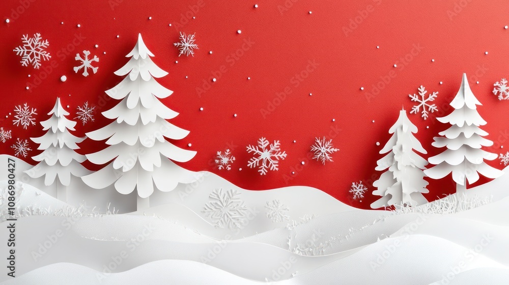 christmas tree paper cutting banner with copy space christmas tree paper cutting banner with copy space
