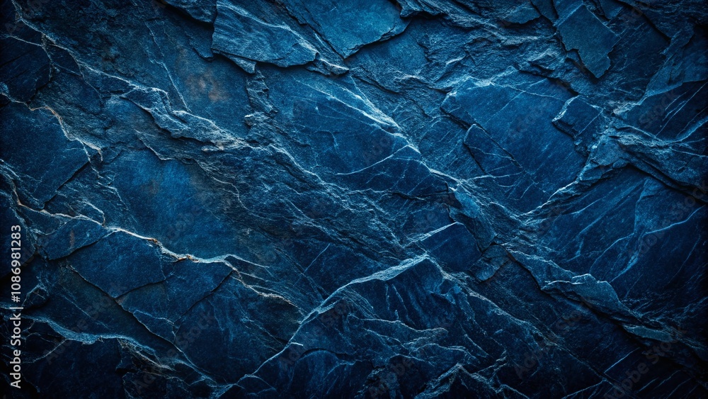 Obraz premium Dark Navy Blue Stone Texture Background - Aerial Drone Photography of a Unique Surface with Copy Space for Text and Design Elements, Ideal for Backgrounds and Textures
