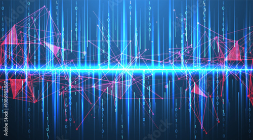 Big Data futuristic, technology light design. Vector datum digital background. Illustration innovation of data system. Hand drawn illustration.