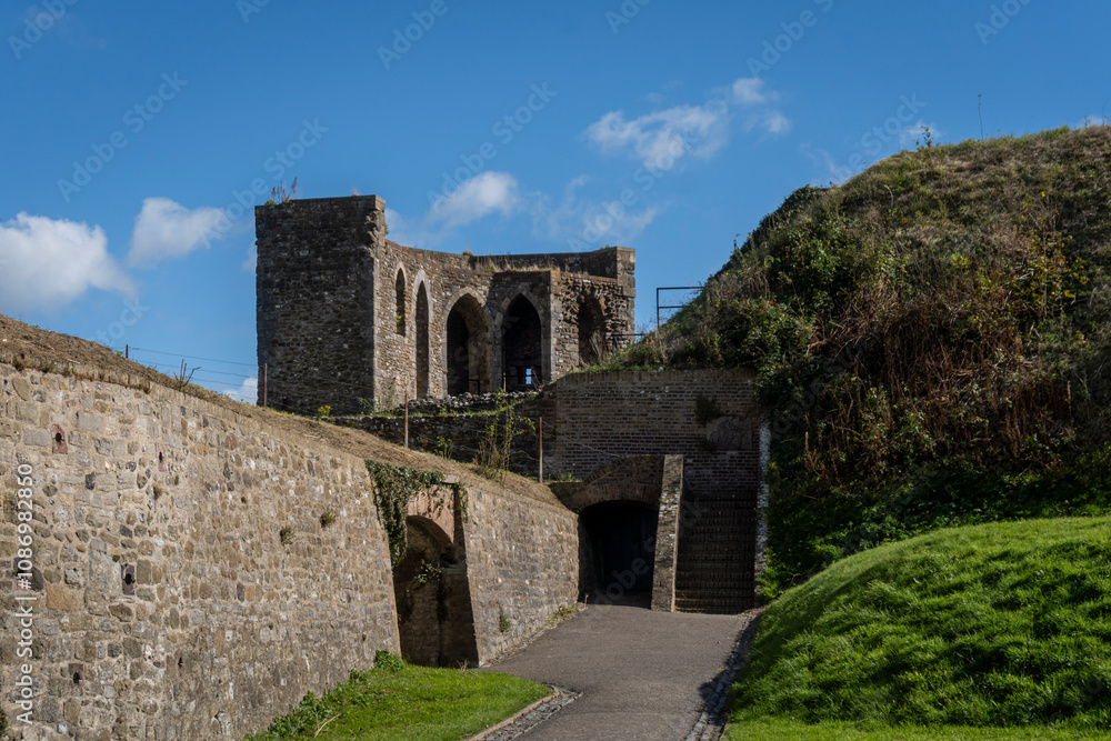 Dover castle - historical fortress - above the English channel in Great Britain Dover castle - historical fortress - above the English channel in Great Britain