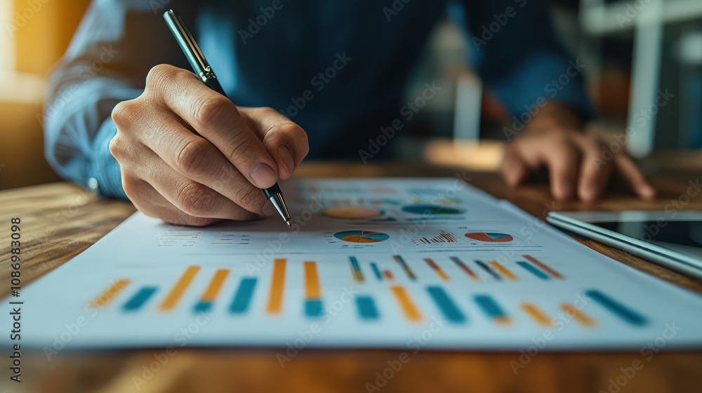 male hand is writing in a big notepad on a wooden table male hand is writing in a big notepad on a wooden table