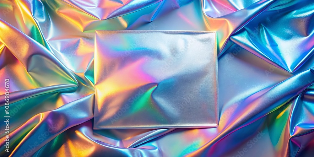 Iridescent Fabric Draped with a Shimmering Square for Elegant Product Display Iridescent Fabric Draped with a Shimmering Square for Elegant Product Display