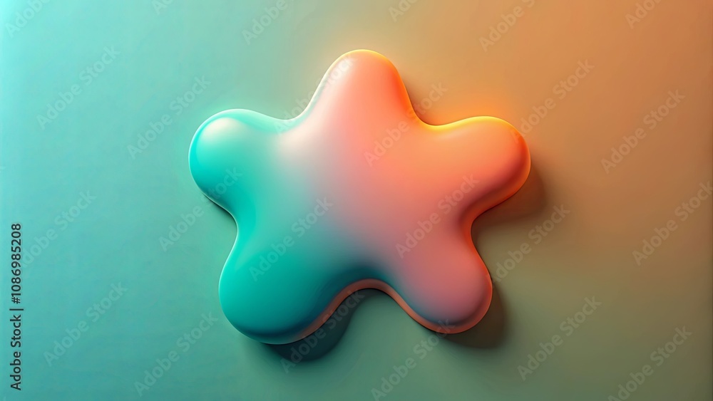 Abstract Teal and Peach Organic Star Shape on Gradient Background Abstract Teal and Peach Organic Star Shape on Gradient Background
