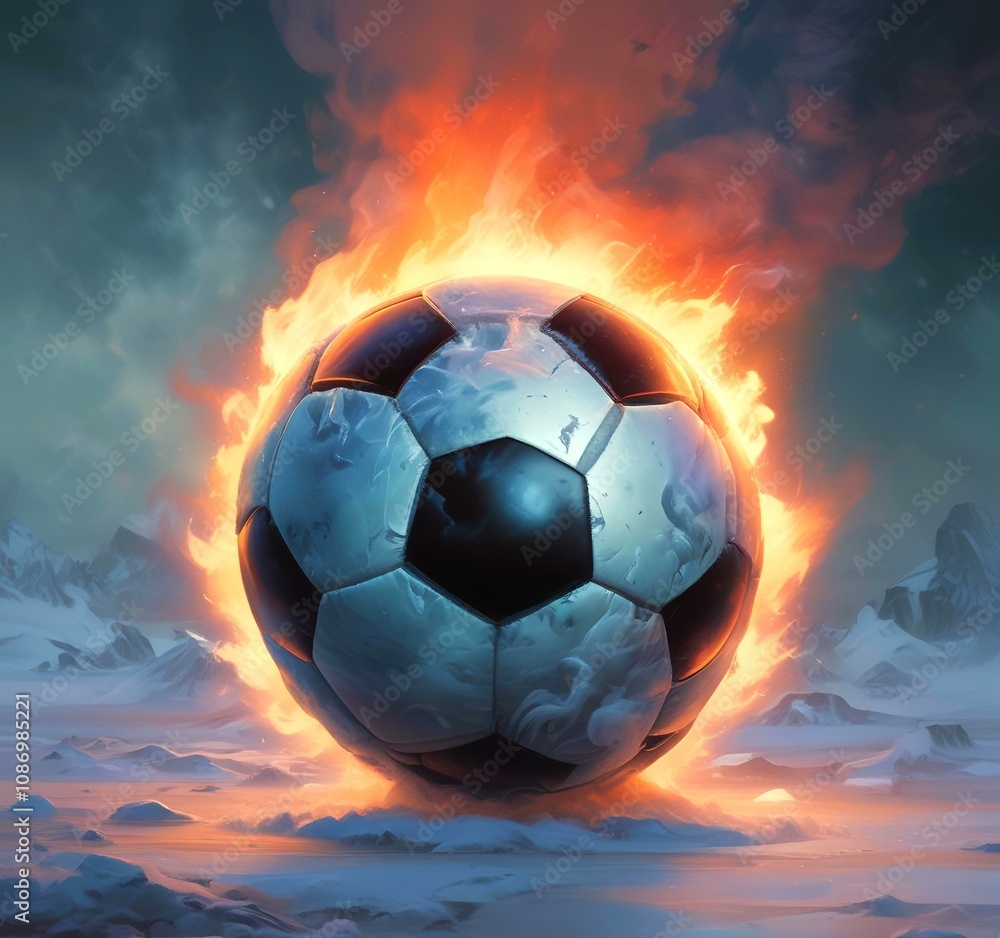 Fototapeta premium Illustration of glowing football ball.