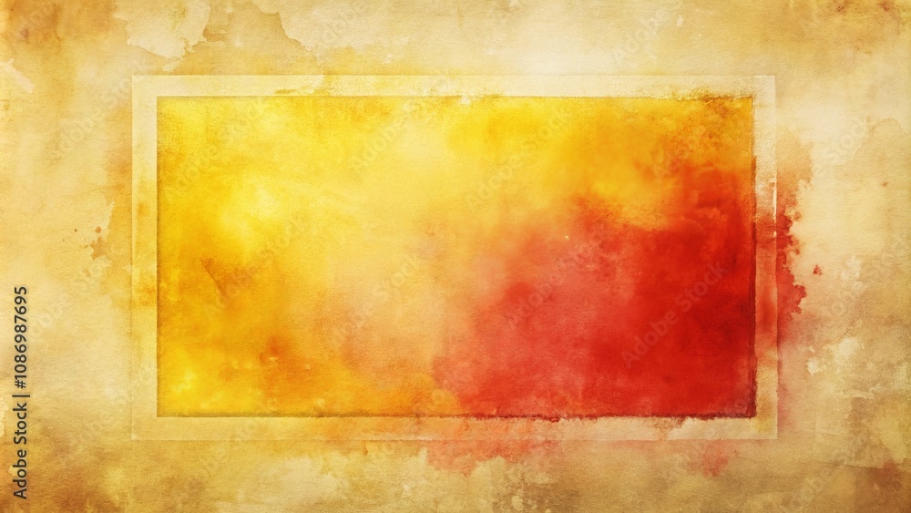 Abstract Warm Hues Background with Framed Watercolor Wash Abstract Warm Hues Background with Framed Watercolor Wash
