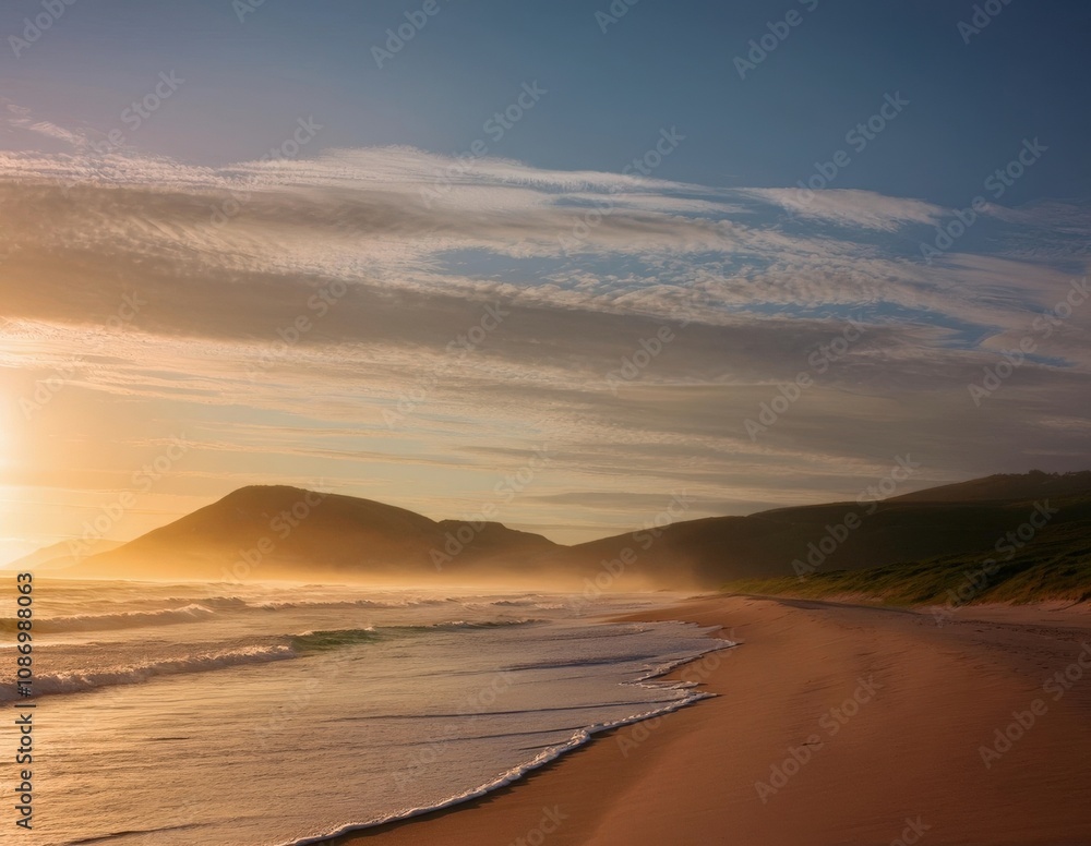 Fototapeta premium Sunsets of Serene beach sun tropical ocean