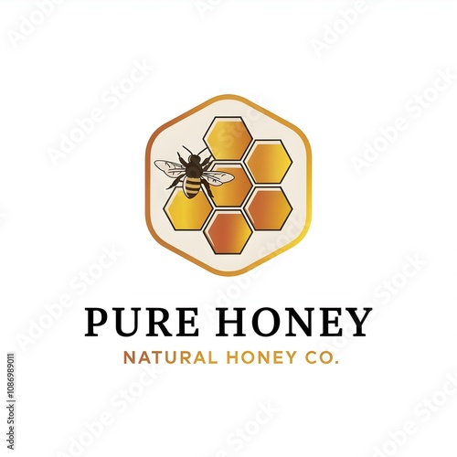 Pure honey logo design.