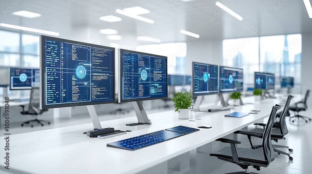 Futuristic AI powered energy management center using advanced analytics and automation to balance and optimize solar wind and traditional energy sources for maximum grid efficiency and sustainability Futuristic AI powered energy management center using advanced analytics and automation to balance and optimize solar wind and traditional energy sources for maximum grid efficiency and sustainability
