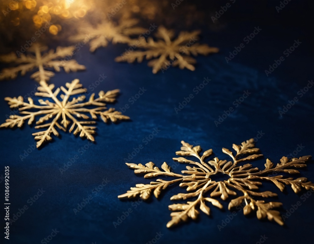 dark blue Christmas background with golden snowflakes dark blue Christmas background with golden snowflakes