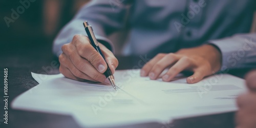 A patient signing an informed consent form before participating in a clinical trial photo