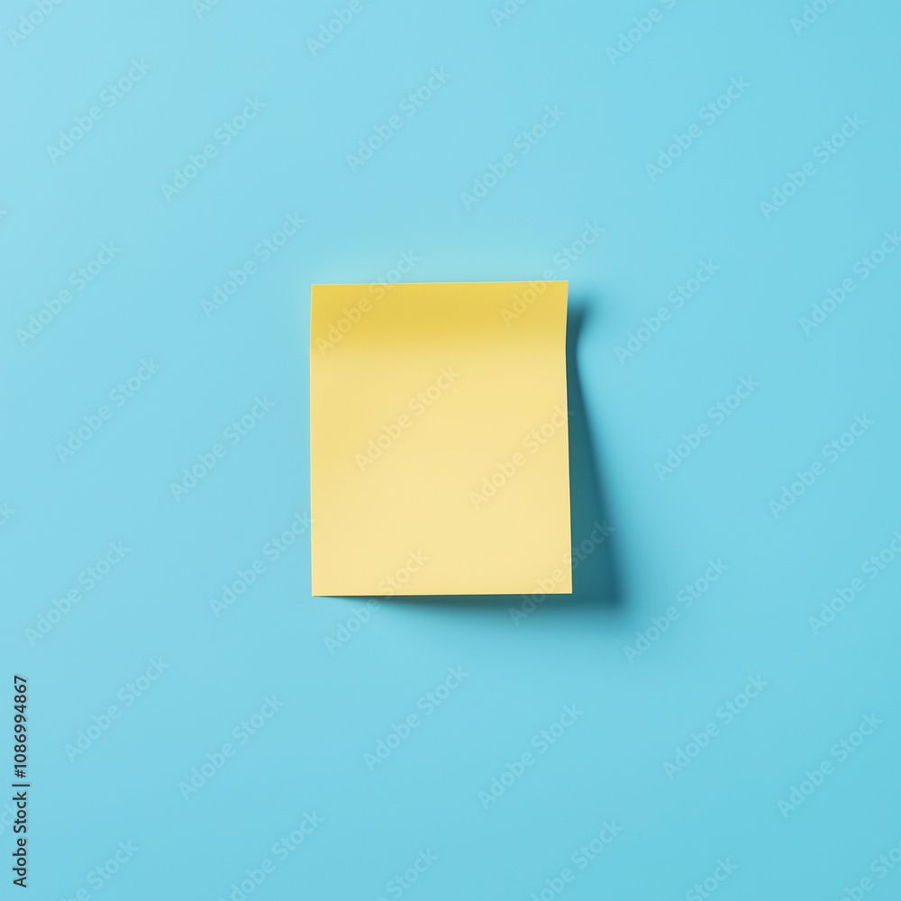 A bright yellow sticky note attached to a smooth blue background, ideal for creative mockup designs or message templates. A bright yellow sticky note attached to a smooth blue background, ideal for creative mockup designs or message templates.