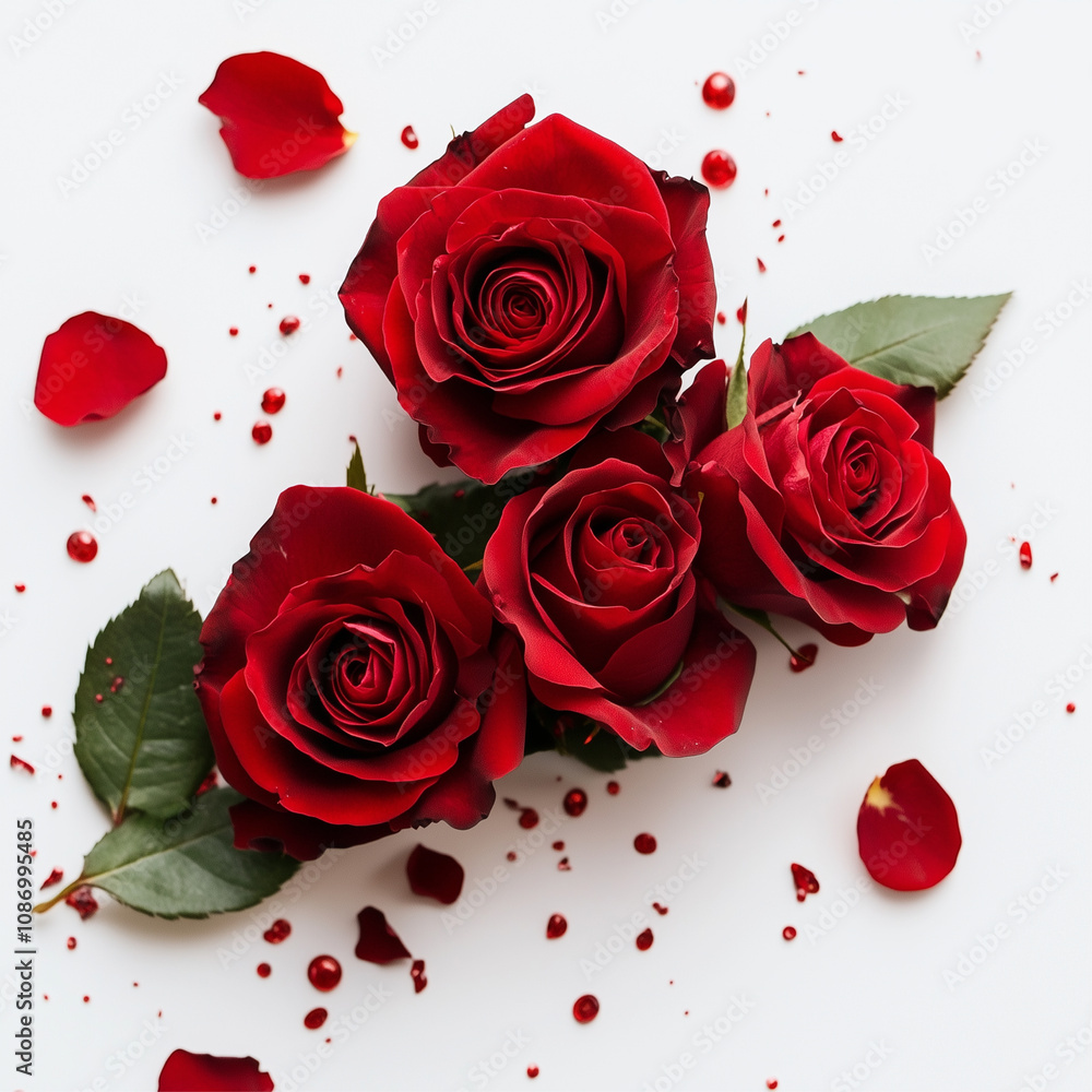 Photo of a rose on a white background. Generative AI. Photo of a rose on a white background. Generative AI.