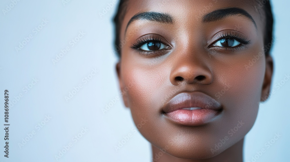 Close-up Portrait of a Young Woman with Radiant Skin and Natural Beauty, Emphasizing Soft Features and Expressive Eyes Close-up Portrait of a Young Woman with Radiant Skin and Natural Beauty, Emphasizing Soft Features and Expressive Eyes