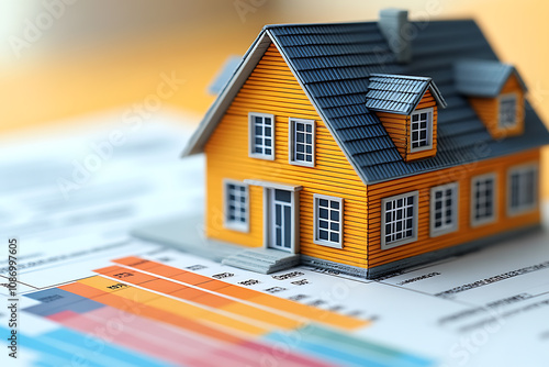 A visual concept showing how credit scores impact loan approval, with a scale from poor to excellent, loan documents, and a house model, focusing on financial evaluation.
 photo